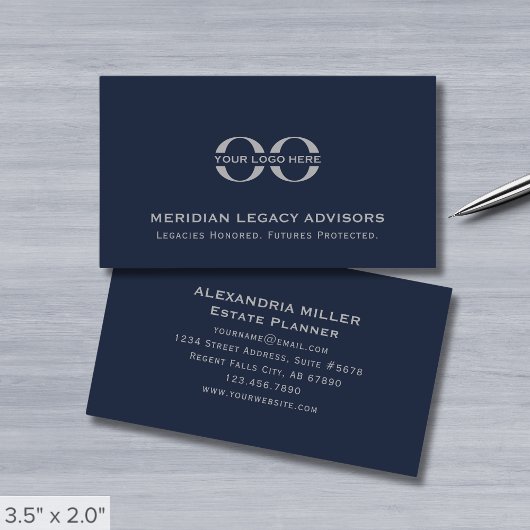 Navy Blue Custom Logo Visitenkarte