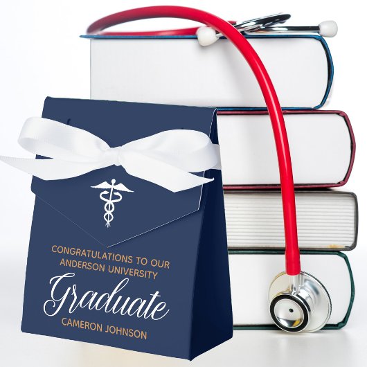 Navy Blue Custom Medical School Graduation Party Geschenkschachtel