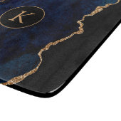 Navy Blue Custom Monogram Agate Schneidebrett (Ecke)