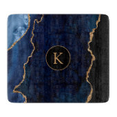 Navy Blue Custom Monogram Agate Schneidebrett (Vorderseite)