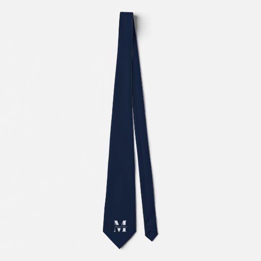 Navy Blue | Custom Monogram Wedding Groomsmen Krawatte (Vorderseite)