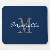 Navy blue custom monogrammed name anfangs letter mousepad (Vorne)