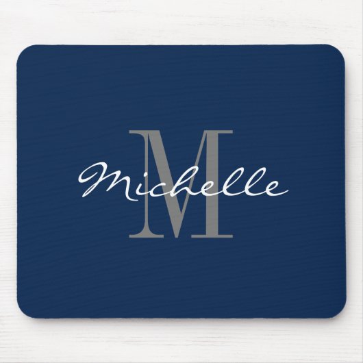 Navy blue custom monogrammed name anfangs letter mousepad (Vorne)