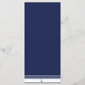 Navy Blue Custom Nautical Wedding Menu Cards Menükarte (Rückseite)