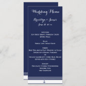 Navy Blue Custom Nautical Wedding Menu Cards Menükarte (Vorne/Hinten)