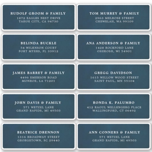 Navy Blue Custom Wedding Guest Address Sticker (Vorderseite)