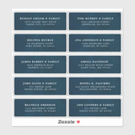 Navy Blue Custom Wedding Guest Address Sticker