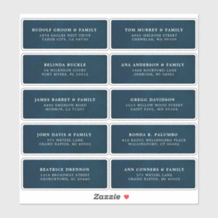 Navy Blue Custom Wedding Guest Address Sticker