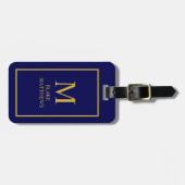 Navy Blue Customizing It Gold Monogram & Name Gepäckanhänger (Vorderseite horizontal)