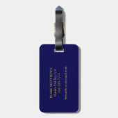 Navy Blue Customizing It Gold Monogram & Name Gepäckanhänger (Rückseite vertikal)
