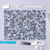 Navy Blue Cyan Stated Glass Pattern Seidenpapier (Handwerk)