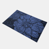 Navy Blue Dahlia Blumenmuster Fußmatte (Schrägansicht)