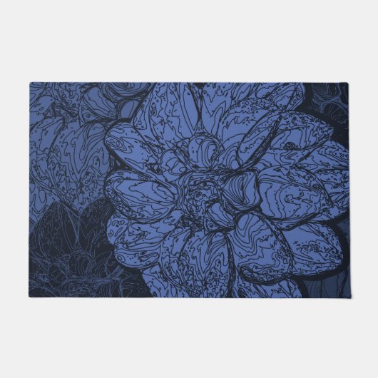 Navy Blue Dahlia Blumenmuster Fußmatte (Vorderseite)