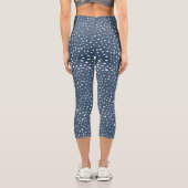 Navy Blue Dalmatian Spots, Dalmatian Dots, Dotted Capri Leggings (Rückseite)