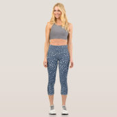 Navy Blue Dalmatian Spots, Dalmatian Dots, Dotted Capri Leggings (Vorderseite)