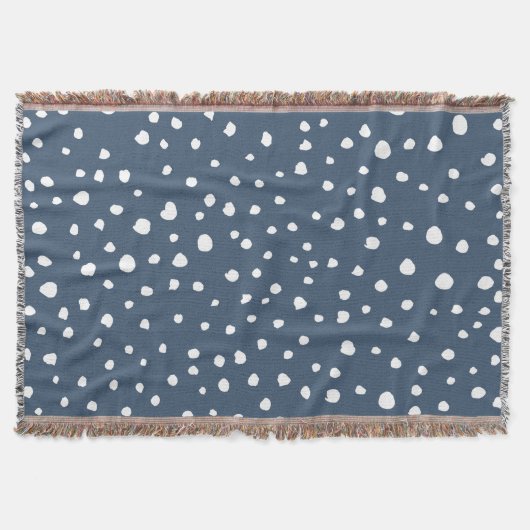 Navy Blue Dalmatian Spots, Dalmatian Dots, Dotted Decke (Vorderseite)