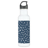 Navy Blue Dalmatian Spots, Dalmatian Dots, Dotted Edelstahlflasche (Vorderseite)