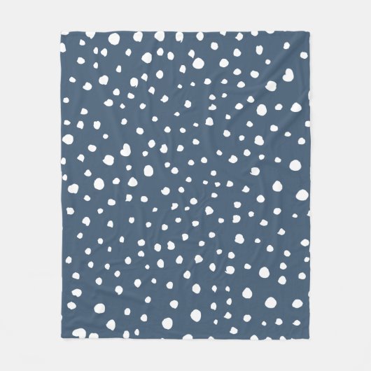 Navy Blue Dalmatian Spots, Dalmatian Dots, Dotted Fleecedecke (Vorderseite)