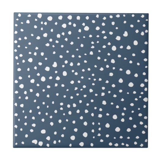 Navy Blue Dalmatian Spots, Dalmatian Dots, Dotted Fliese (Vorderseite)