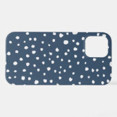 Navy Blue Dalmatian Spots, Dalmatian Dots, Dotted iPhone Hülle (Rückseite (Horizontal))