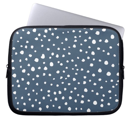 Navy Blue Dalmatian Spots, Dalmatian Dots, Dotted Laptopschutzhülle (Vorderseite)