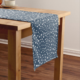 Navy Blue Dalmatian Spots, Dalmatian Dots, Dotted Mittelgroßer Tischläufer