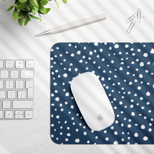 Navy Blue Dalmatian Spots, Dalmatian Dots, Dotted Mousepad