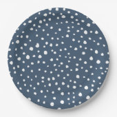 Navy Blue Dalmatian Spots, Dalmatian Dots, Dotted Pappteller (Vorderseite)
