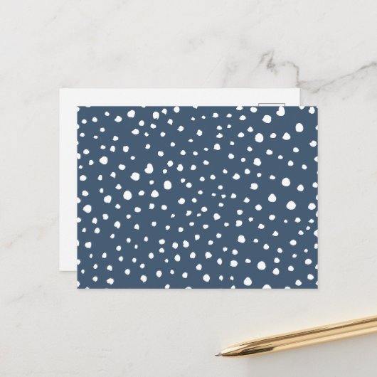 Navy Blue Dalmatian Spots, Dalmatian Dots, Dotted Postkarte (Vorderseite/Rückseite Beispiel)
