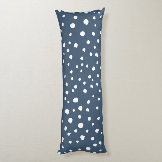Navy Blue Dalmatian Spots, Dalmatian Dots, Dotted Seitenschläferkissen (Rückseite (Vertikal))