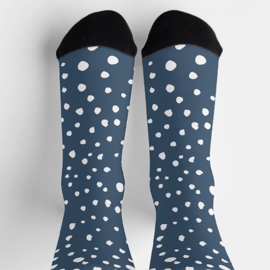 Navy Blue Dalmatian Spots, Dalmatian Dots, Dotted Socken (Oben)