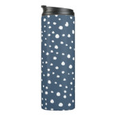 Navy Blue Dalmatian Spots, Dalmatian Dots, Dotted Thermosbecher (Nach rechts gedreht)