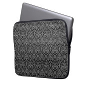 Navy Blue Damaks Muster Laptop Sleeve (Vorderseite Links)
