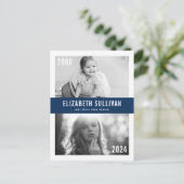 Navy Blue Damand Now Foto Collage Abschluss Postkarte (Stehend Vorderseite)