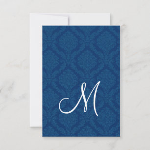 Navy Blue Damask Empfang Card Einladung