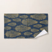 Navy Blue Damask & Gold Fern Leaf Muster Badhandtuch Set (Handtuch)