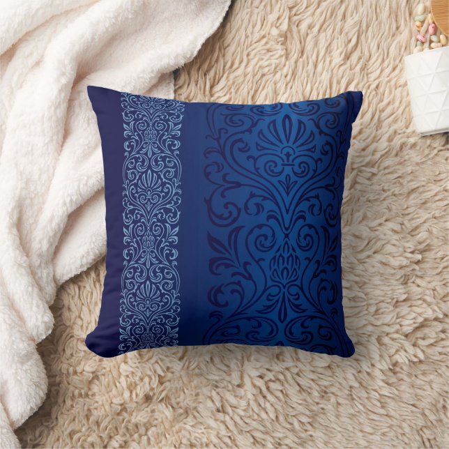 Navy Blue Damask Kissen (Decke)