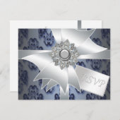 Navy Blue Damask RSVP-Karte RSVP Karte (Vorne/Hinten)
