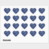 Navy Blue Damask Wedding Custom Monogram Heart Herz-Aufkleber (Blatt)