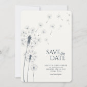 Navy Blue Dandelion Wedding Save the Date Card (Vorderseite)