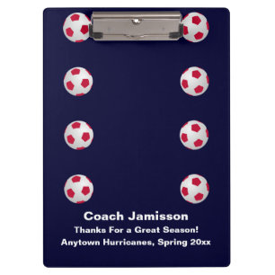 Navy Blue, danke Fußball-Coach Klemmbrett