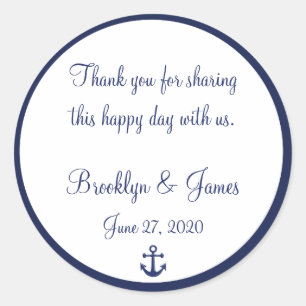 Navy Blue Danke Nautical Wedding Stickers