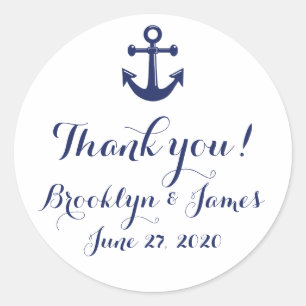 Navy Blue Danke Nautical Wedding Stickers
