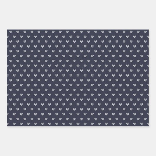 Navy Blue Decorative Heart Geschenkpapier Set (Vorderseite 3)
