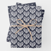 Navy Blue Decorative Heart Geschenkpapier Set (Beispiel)