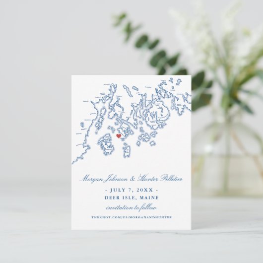 Navy Blue Deer Isle Maine Aragosta Save The Date (Stehend Vorderseite)