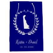Navy Blue Delaware Map Wedding Welcome Swag Mittlere Geschenktüte (Vorderseite)