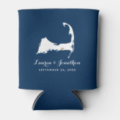Navy Blue Dennis Cape Cod Map Gold Heart Wedding Dosenkühler (Vorderseite)