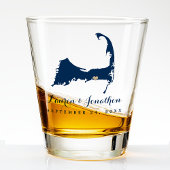 Navy Blue Dennis Cape Cod Map Gold Heart Wedding Schnapsglas