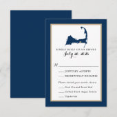 Navy Blue Dennis Cape Cod Map Wedding RSVP Menü Karte (Vorne/Hinten)